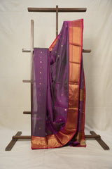 Dual Tone Purple Han border Pattu Chanderi Silk Saree - SRDTPHPCSS495