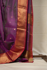 Dual Tone Purple Han border Pattu Chanderi Silk Saree - SRDTPHPCSS495