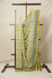 Lime Yellow HBP Kota Doria Saree - SRLYKDS223