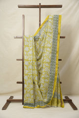 Lime Yellow HBP Kota Doria Saree - SRLYKDS223