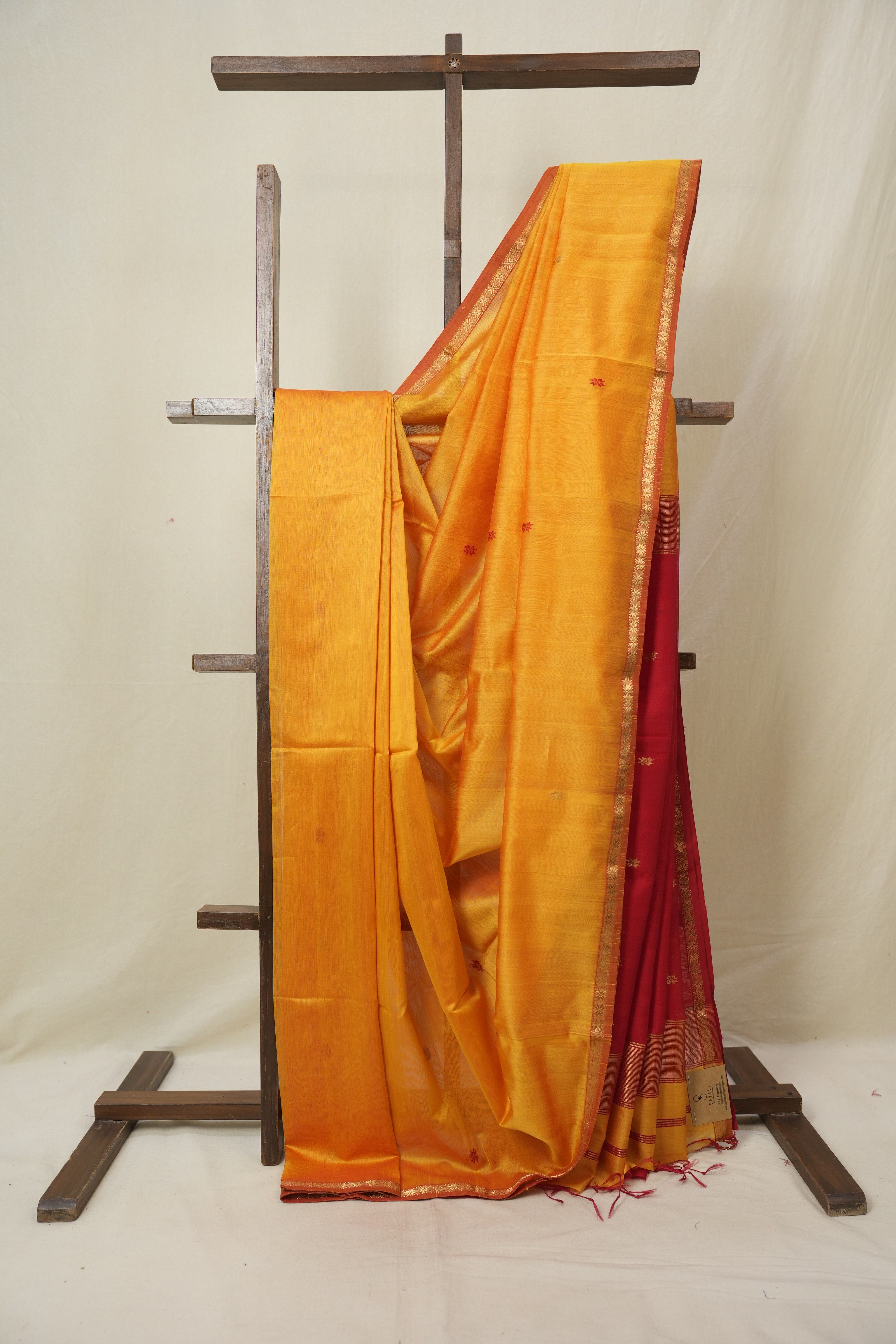 Yellow Maheshwari Saree - SRYMS1122