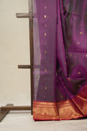 Dual Tone Purple Han border Pattu Chanderi Silk Saree - SRDTPHPCSS495
