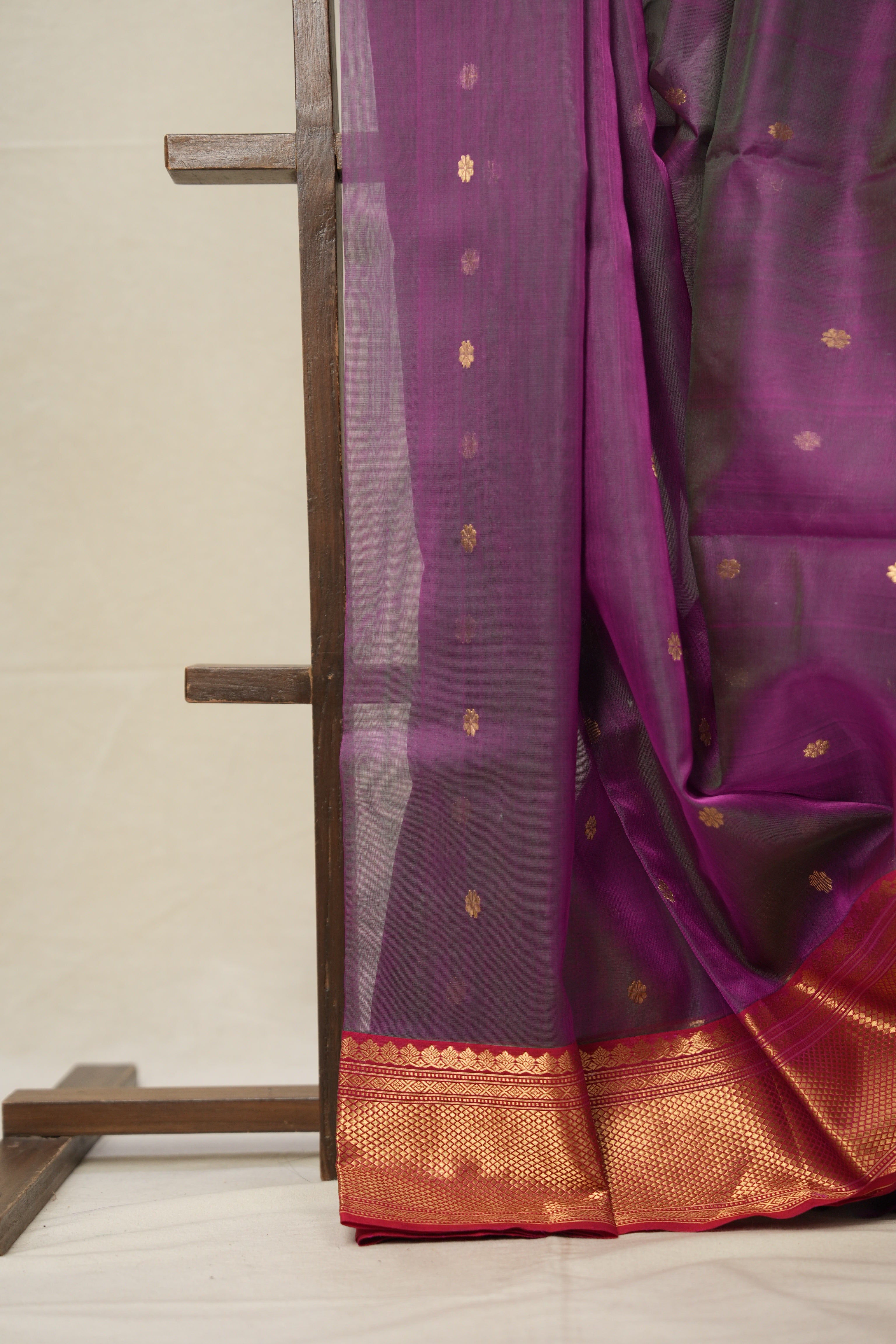 Dual Tone Purple Han border Pattu Chanderi Silk Saree - SRDTPHPCSS495