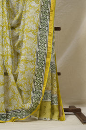 Lime Yellow HBP Kota Doria Saree - SRLYKDS223