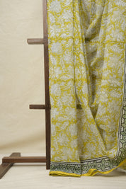 Lime Yellow HBP Kota Doria Saree - SRLYKDS223