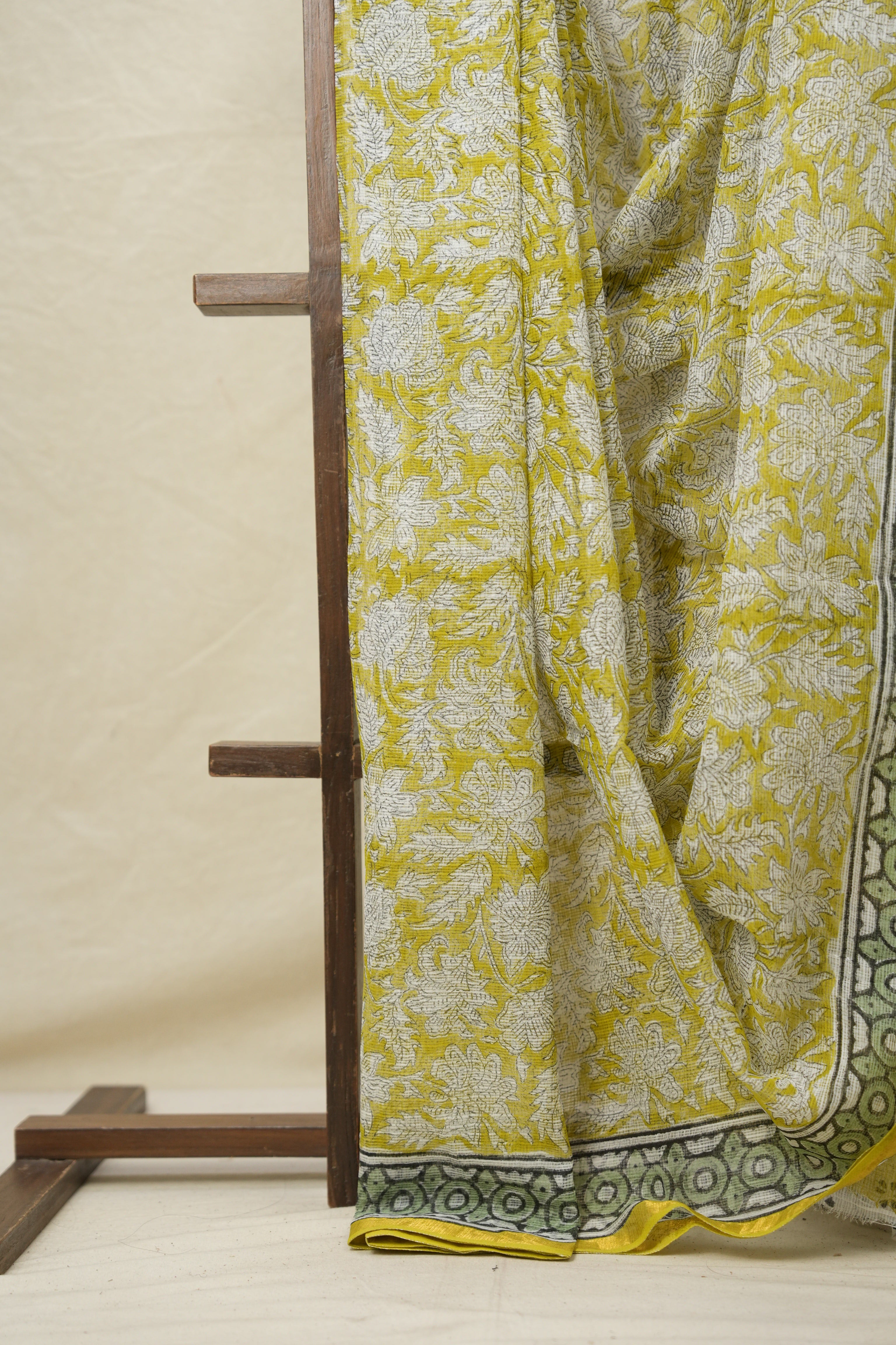 Lime Yellow HBP Kota Doria Saree - SRLYKDS223