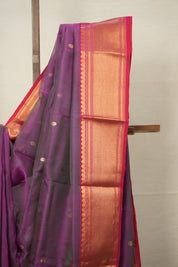 Dual Tone Purple Han border Pattu Chanderi Silk Saree - SRDTPHPCSS495