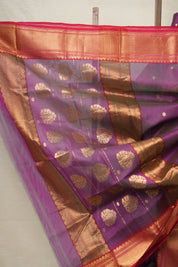 Dual Tone Purple Han border Pattu Chanderi Silk Saree - SRDTPHPCSS495
