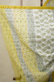 Lime Yellow HBP Kota Doria Saree - SRLYKDS223