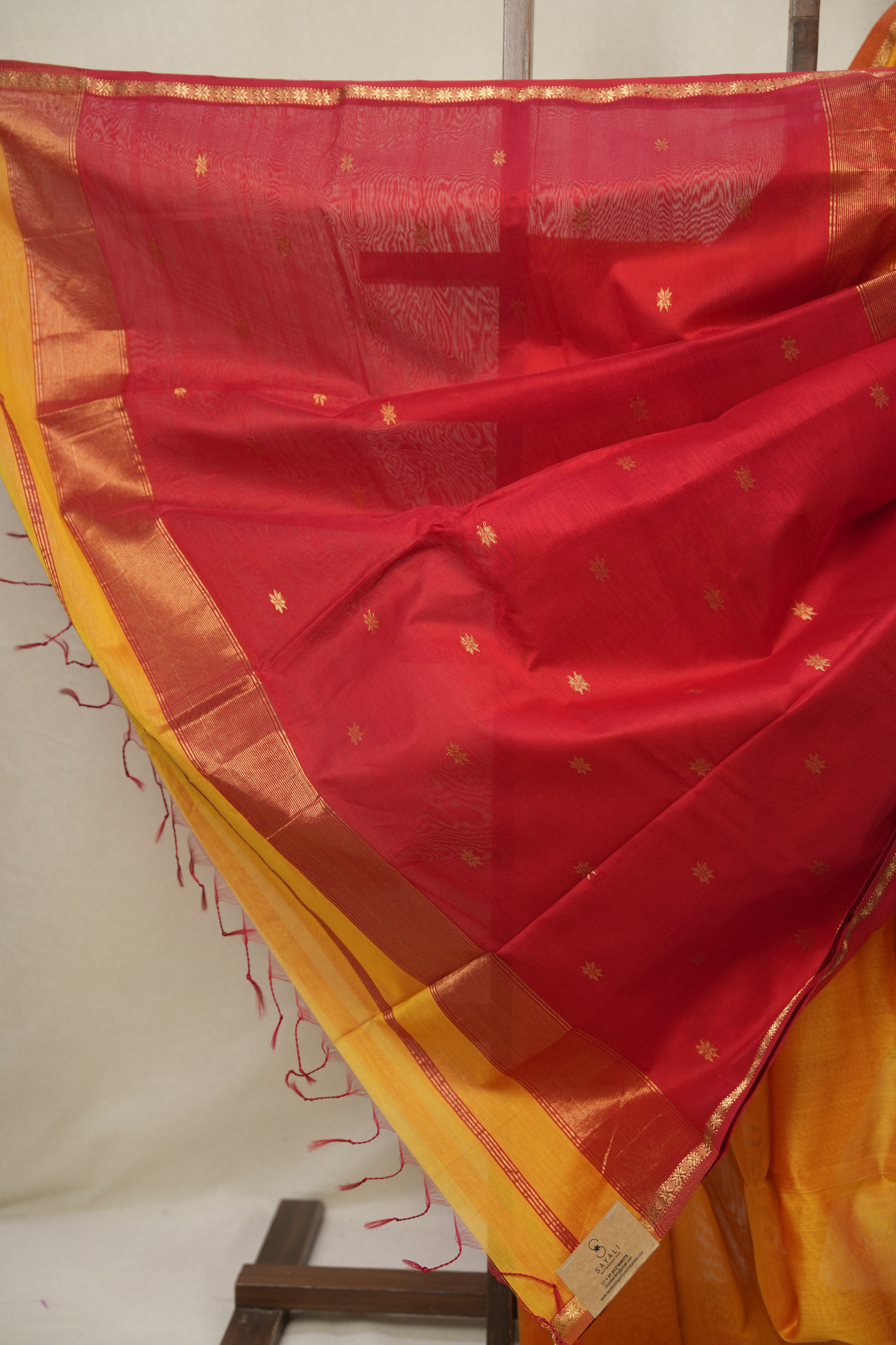Yellow Maheshwari Saree - SRYMS1122