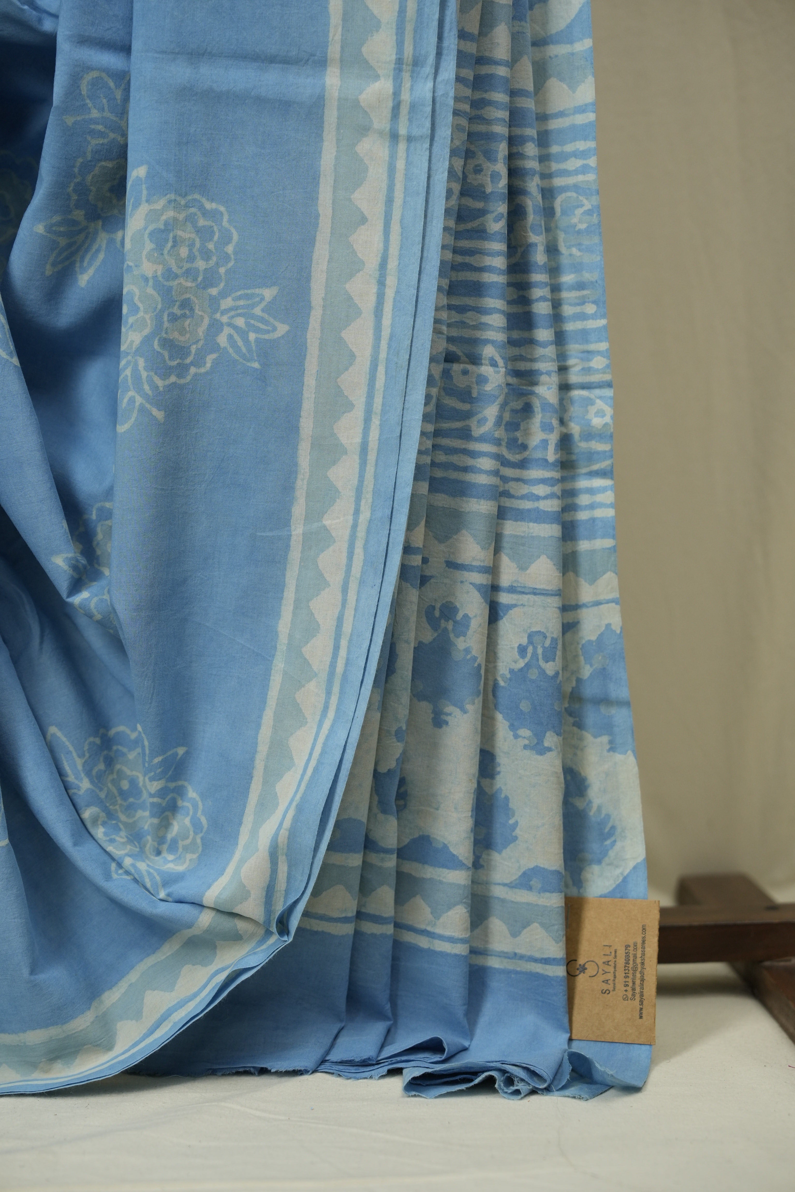 Sky Blue HBP Cotton Saree - SRSBCS3538