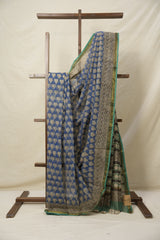 Blue Cream Black HBP Kota Doria Saree - SRBCBKDS224