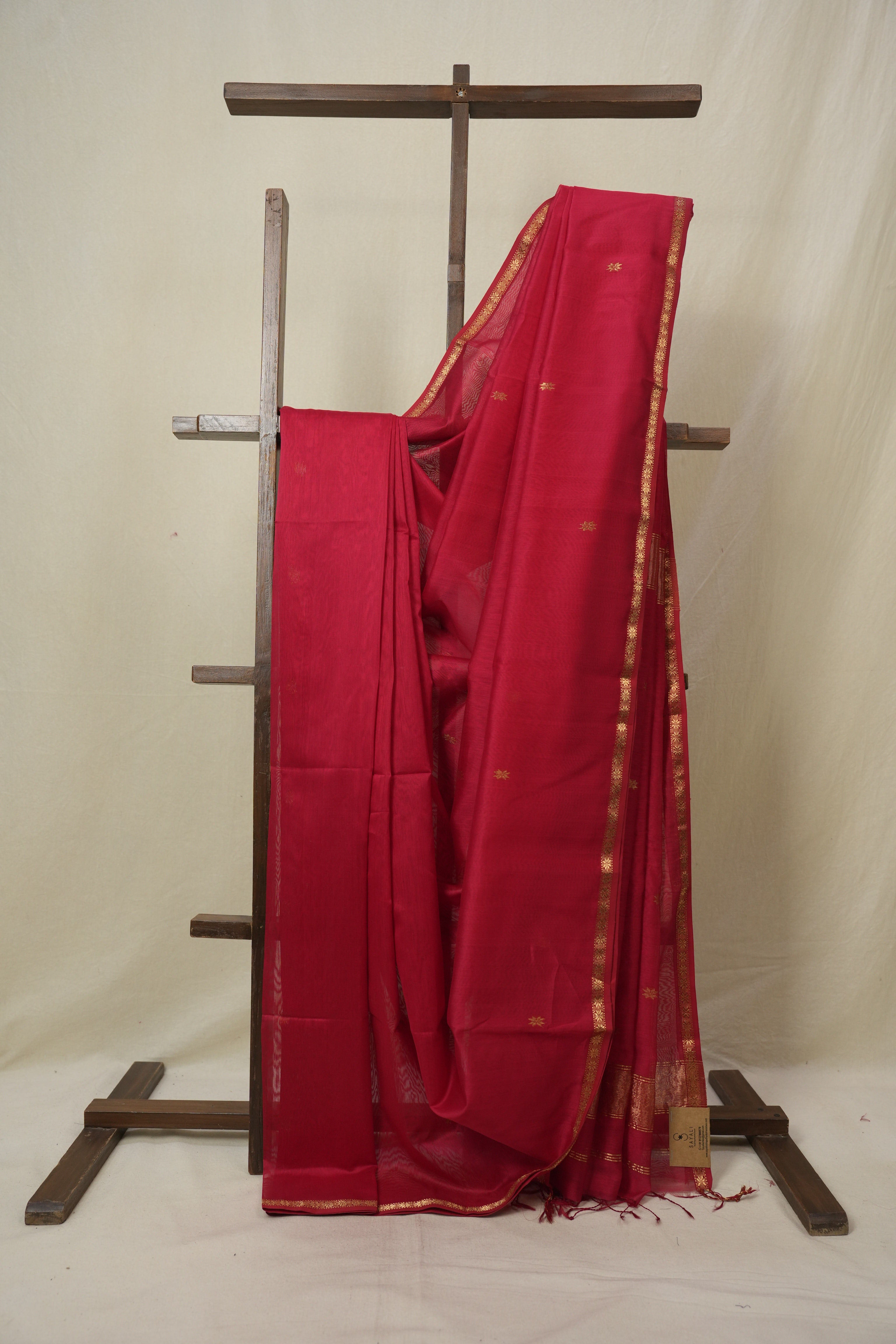 Red Maheshwari Saree - SRRMS1125