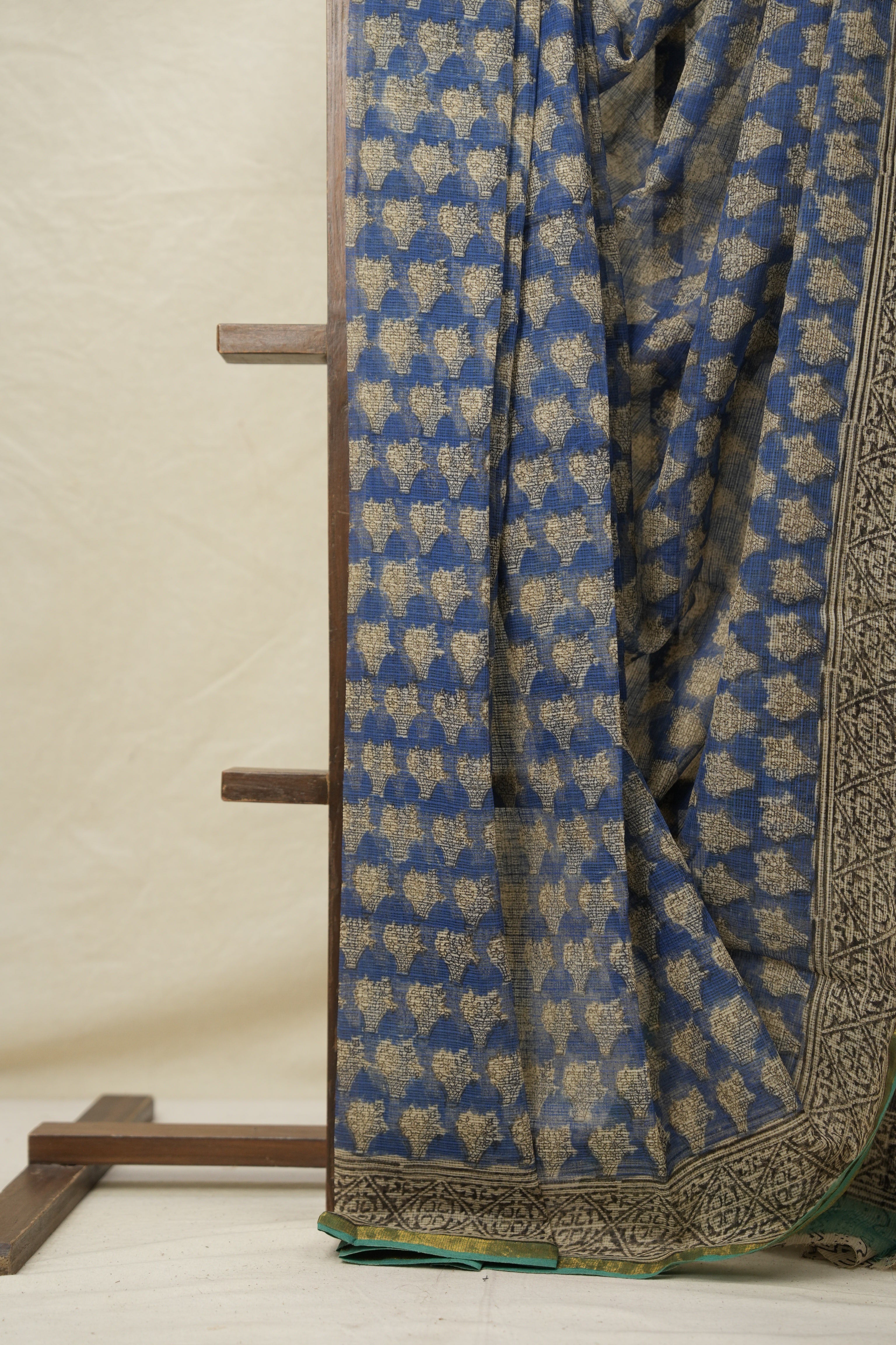 Blue Cream Black HBP Kota Doria Saree - SRBCBKDS224