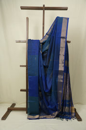 Two Tone Blue Maheshwari Saree - SRTTBMS1285