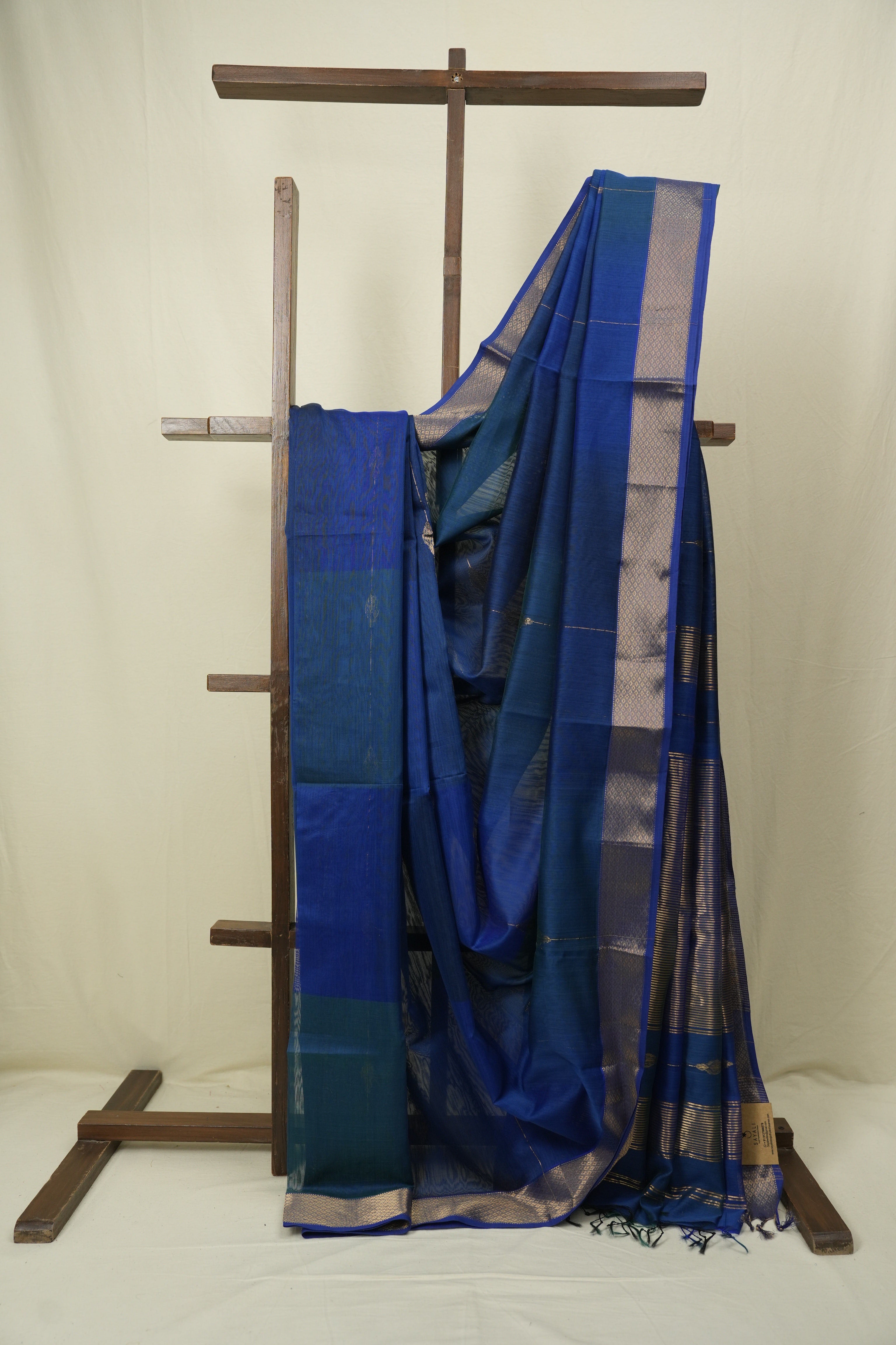 Two Tone Blue Maheshwari Saree - SRTTBMS1285