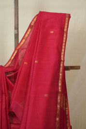 Red Maheshwari Saree - SRRMS1125