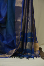 Two Tone Blue Maheshwari Saree - SRTTBMS1285