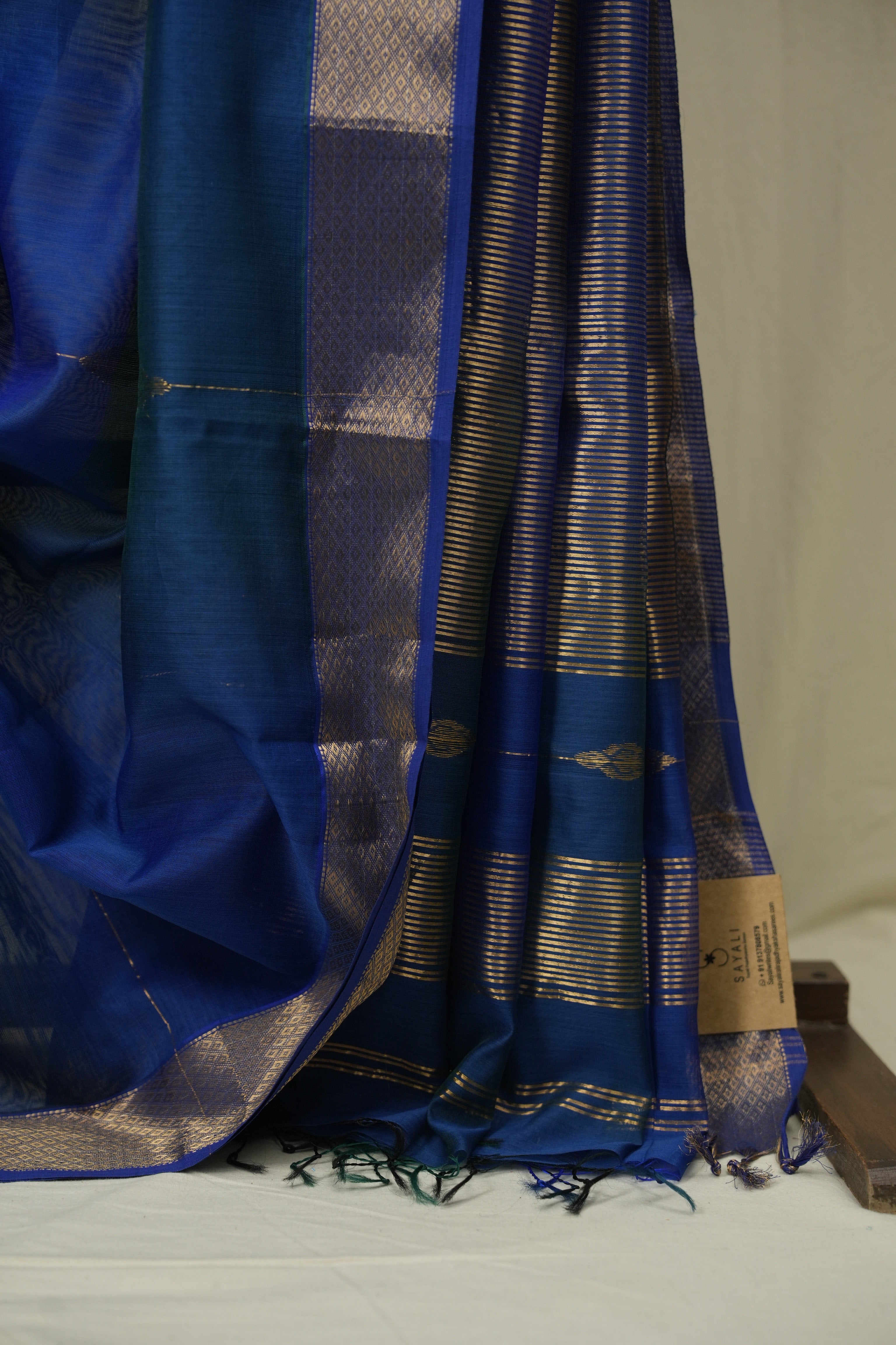 Two Tone Blue Maheshwari Saree - SRTTBMS1285