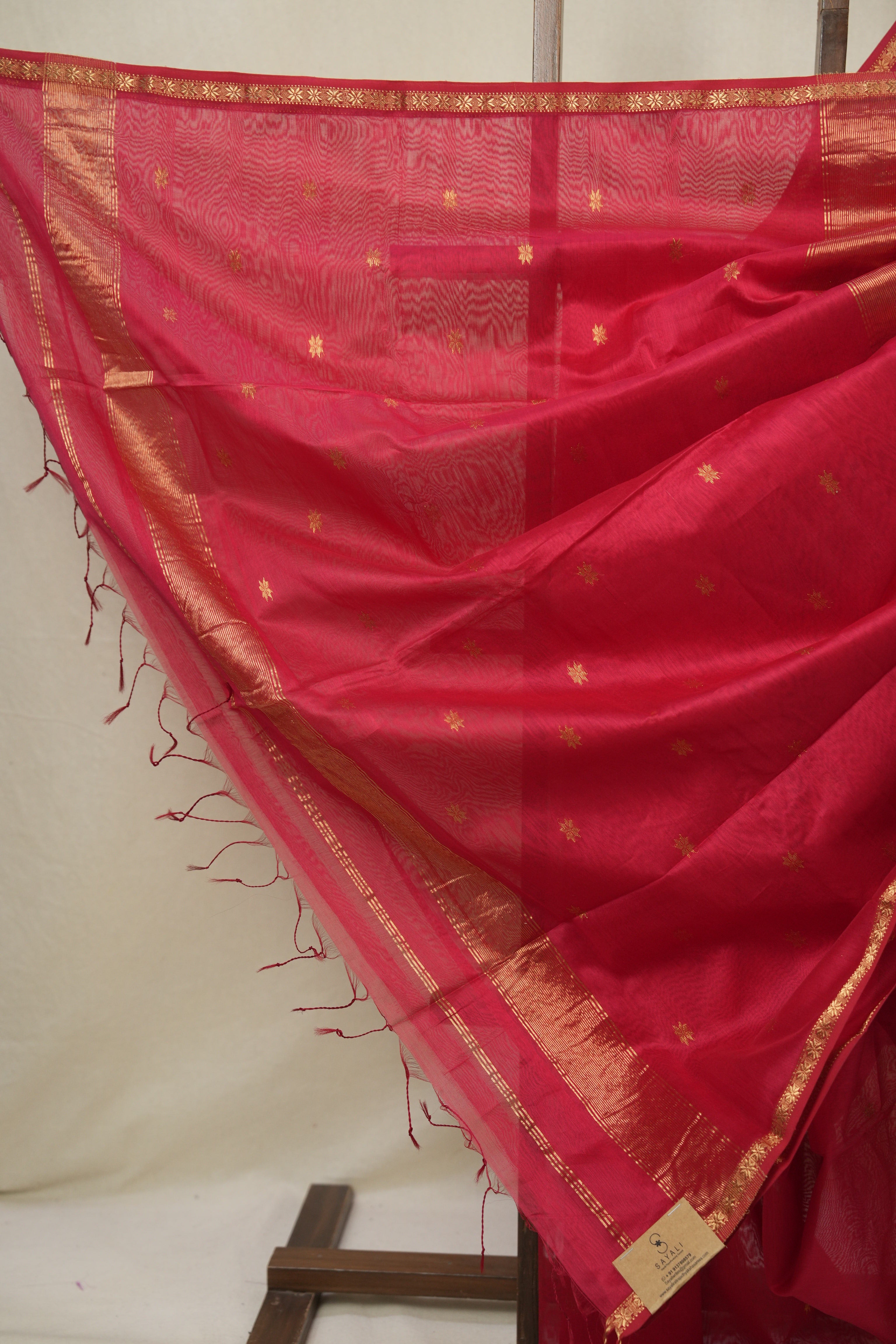 Red Maheshwari Saree - SRRMS1125