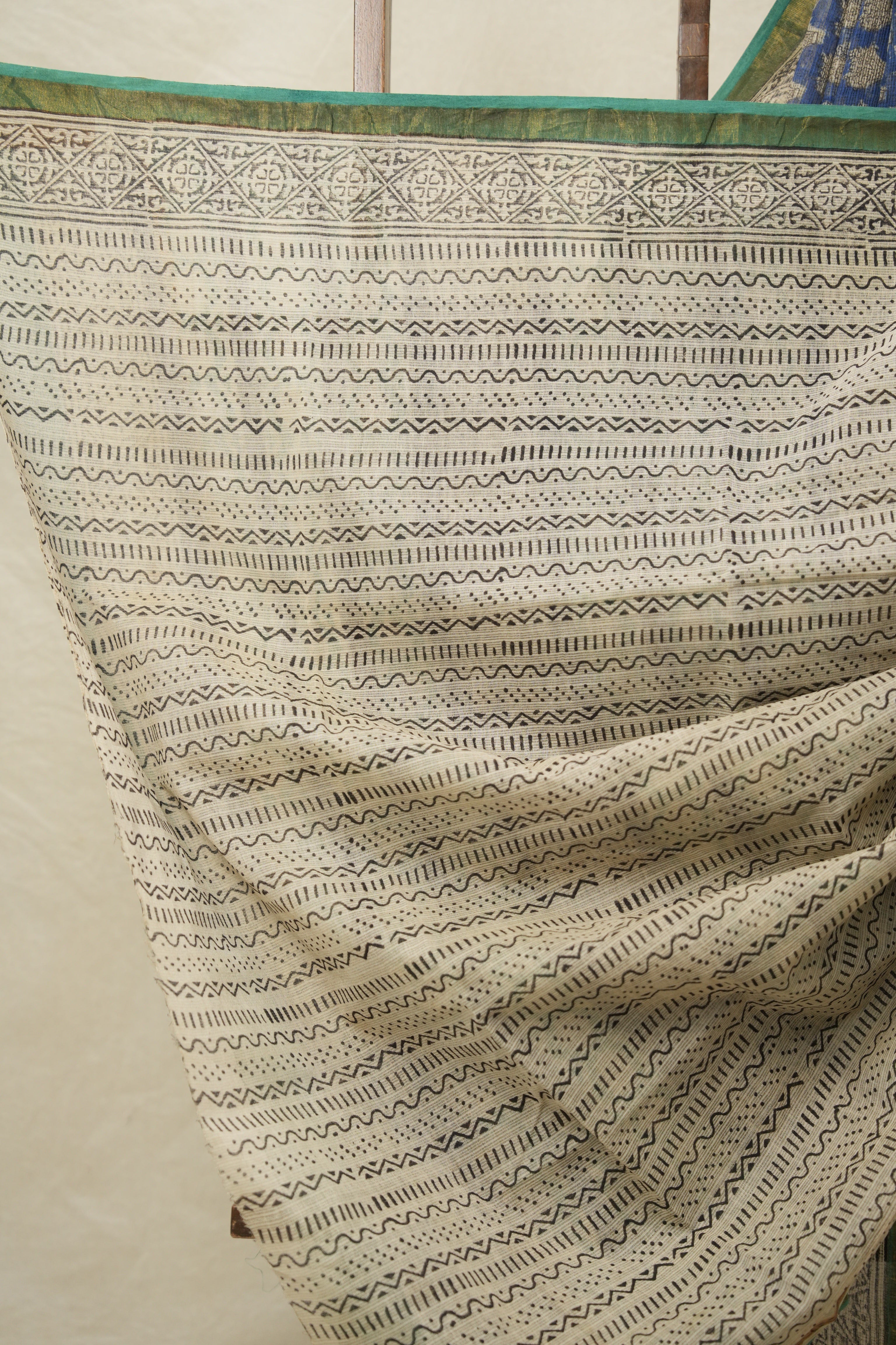 Blue Cream Black HBP Kota Doria Saree - SRBCBKDS224