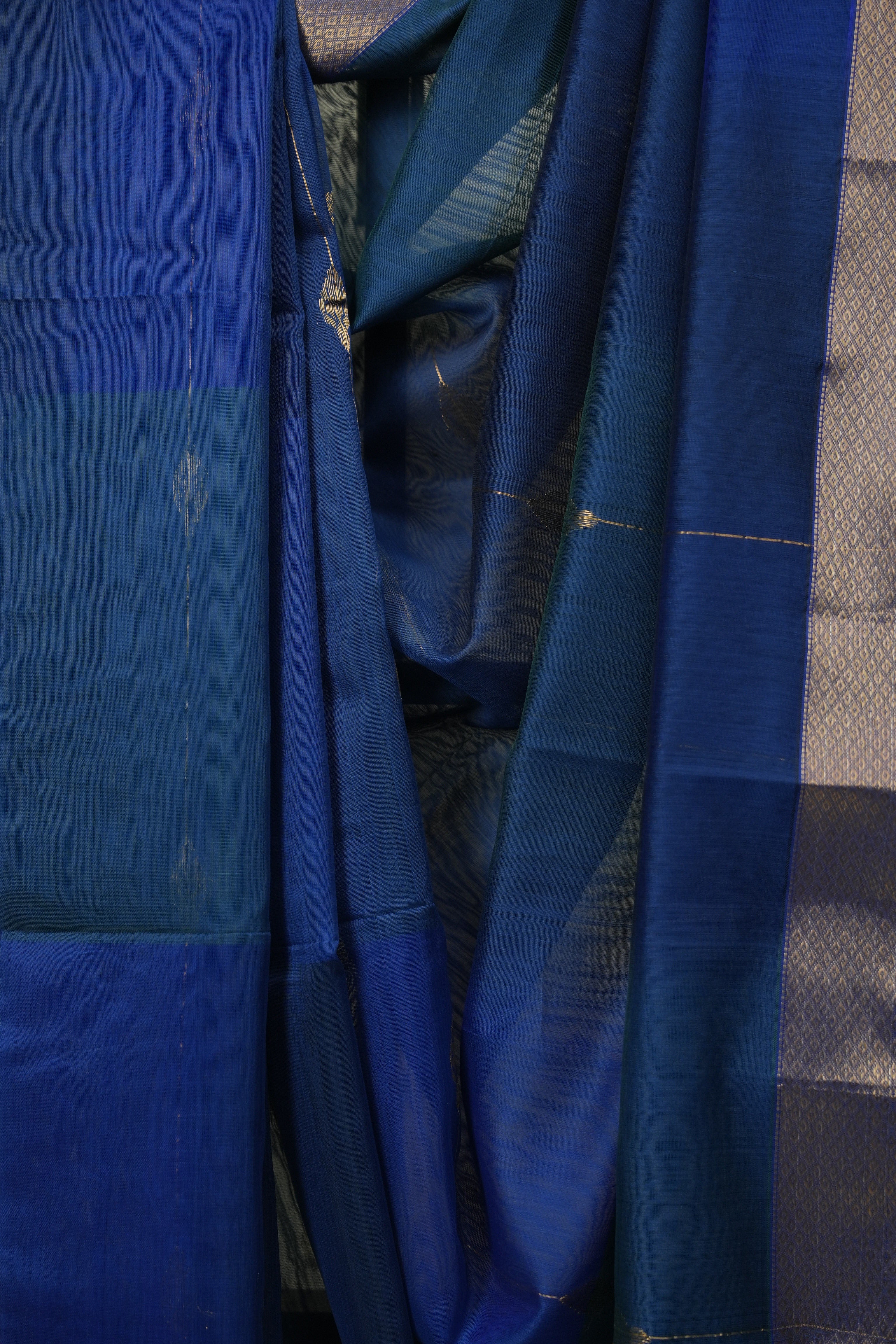 Two Tone Blue Maheshwari Saree - SRTTBMS1285