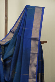 Two Tone Blue Maheshwari Saree - SRTTBMS1285