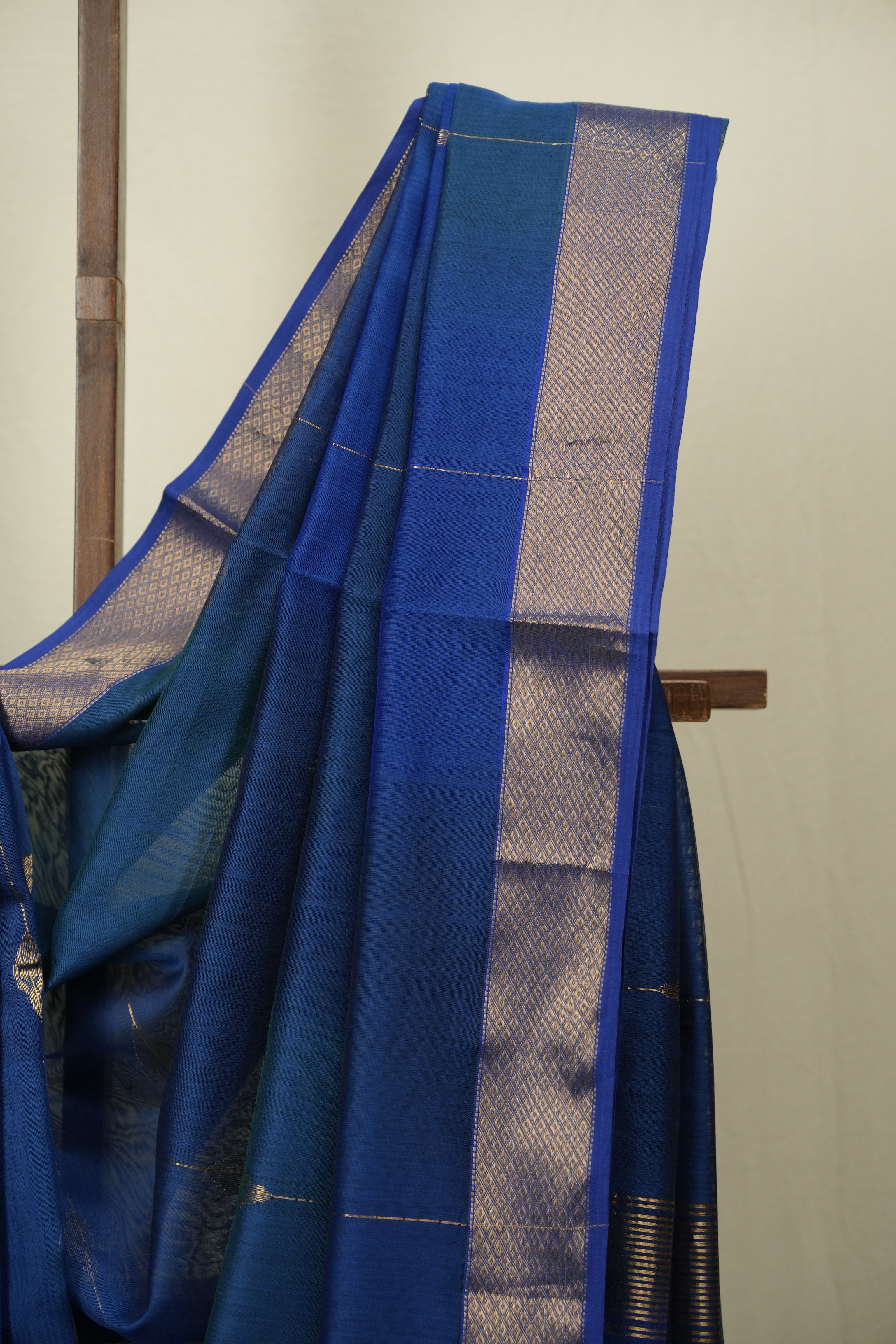 Two Tone Blue Maheshwari Saree - SRTTBMS1285