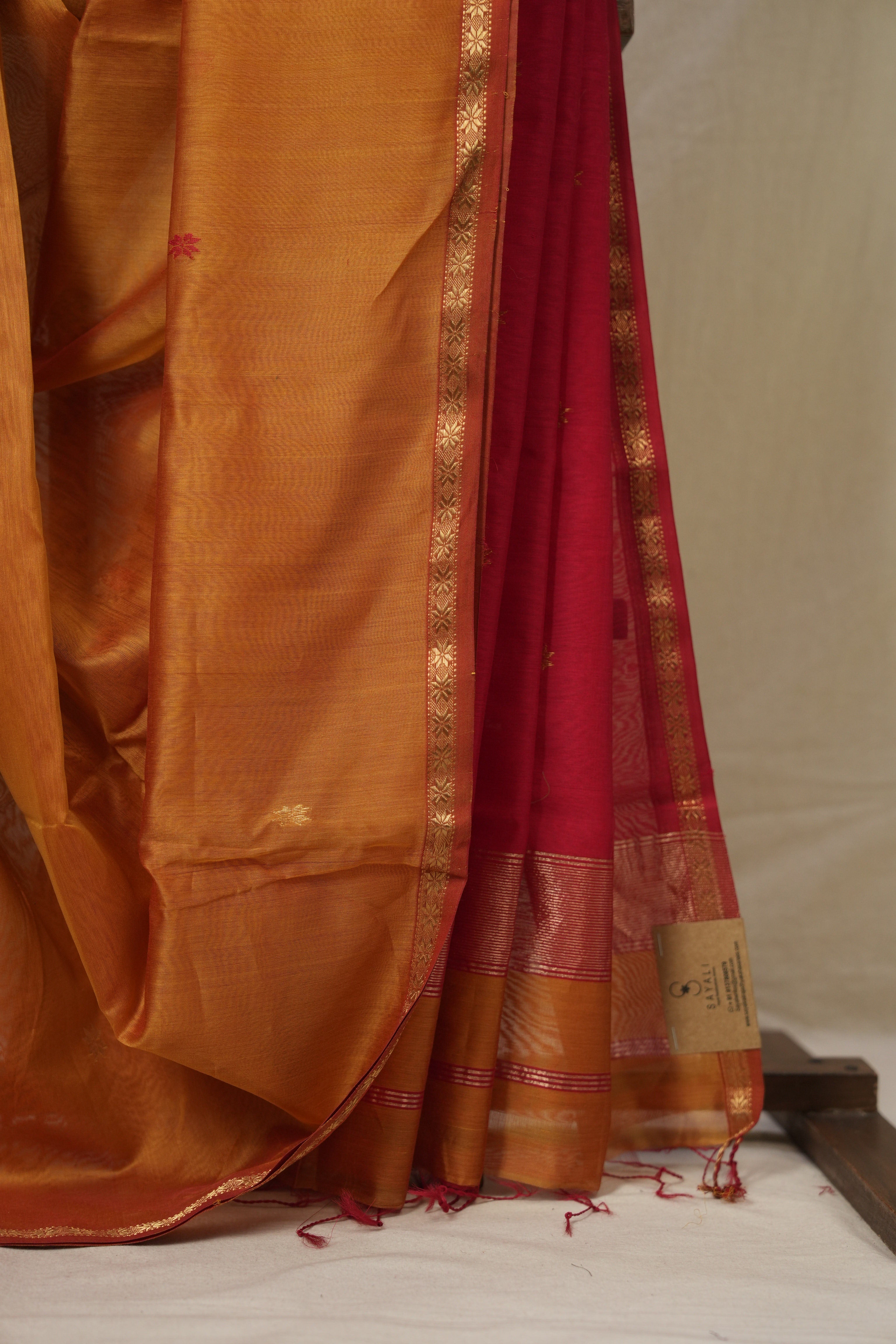 Light Orange Maheshwari Saree - SRLOMS1124