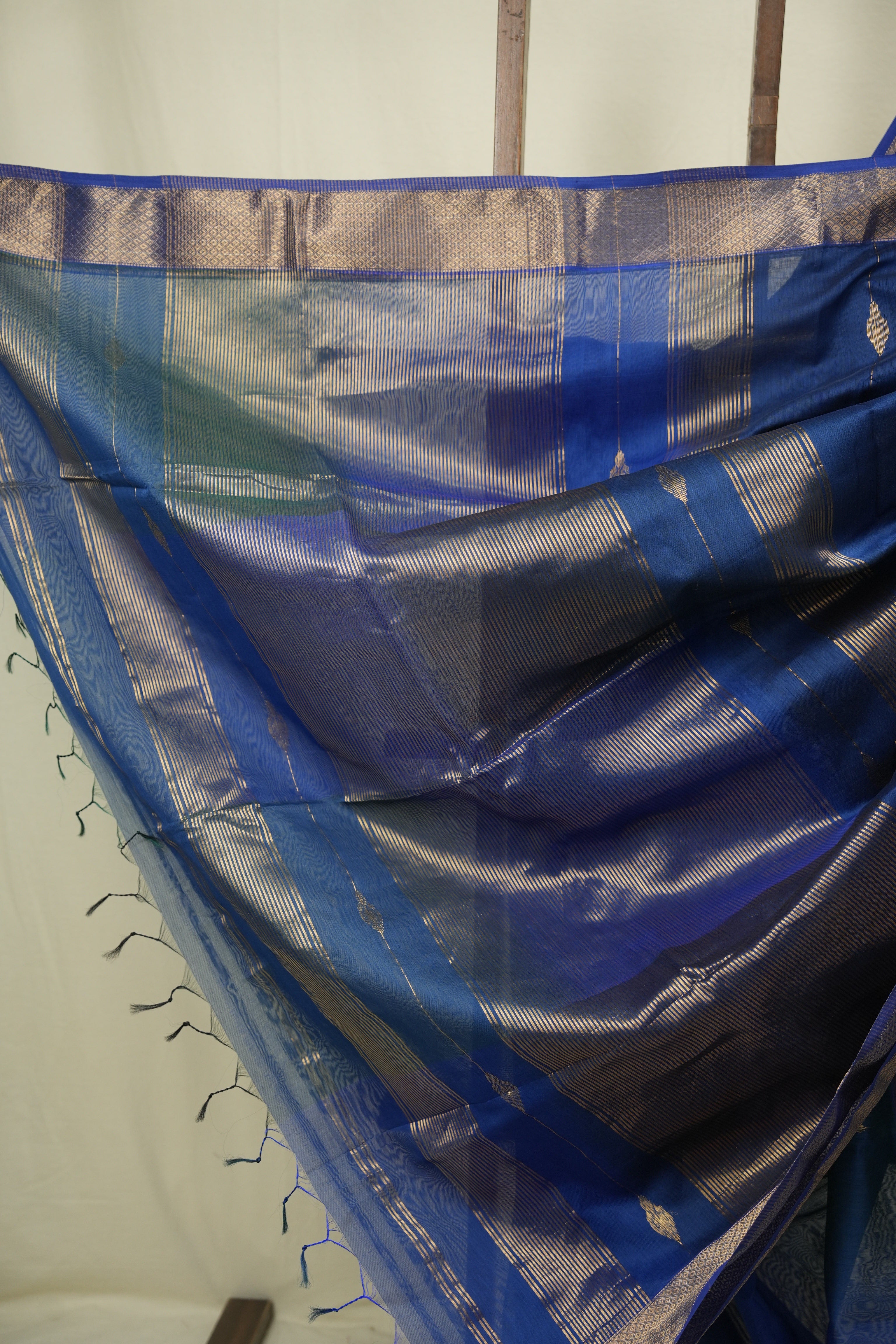 Two Tone Blue Maheshwari Saree - SRTTBMS1285