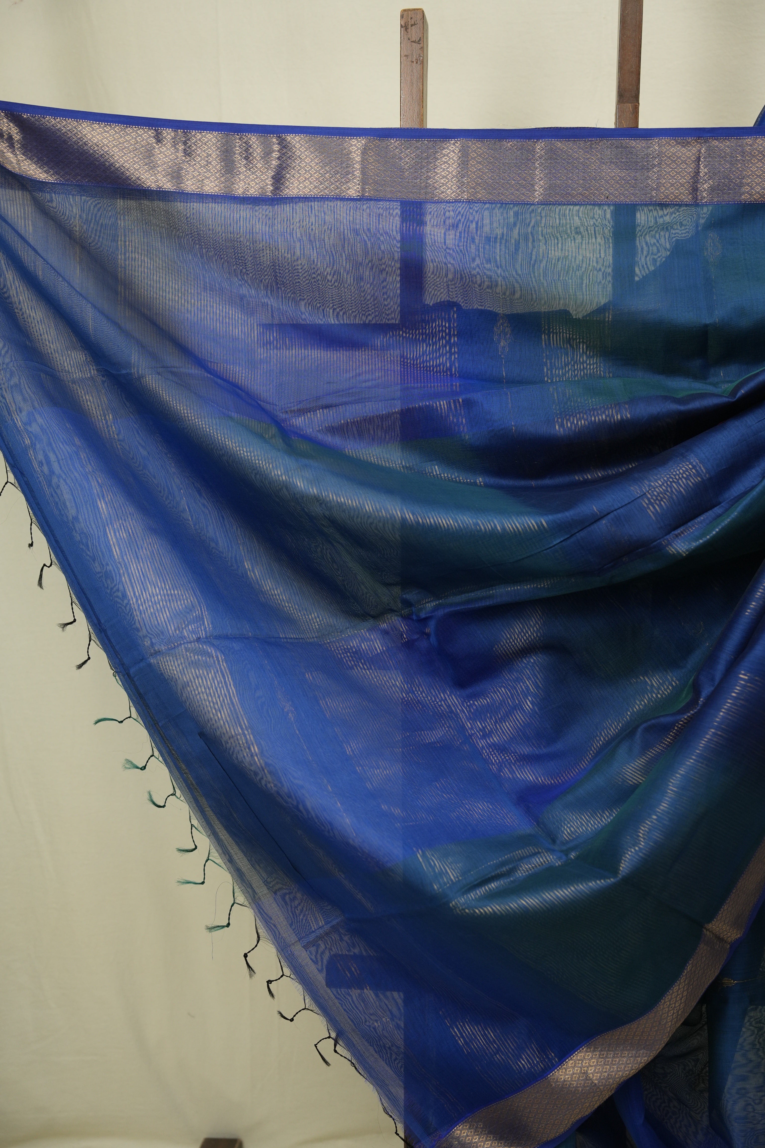 Two Tone Blue Maheshwari Saree - SRTTBMS1285