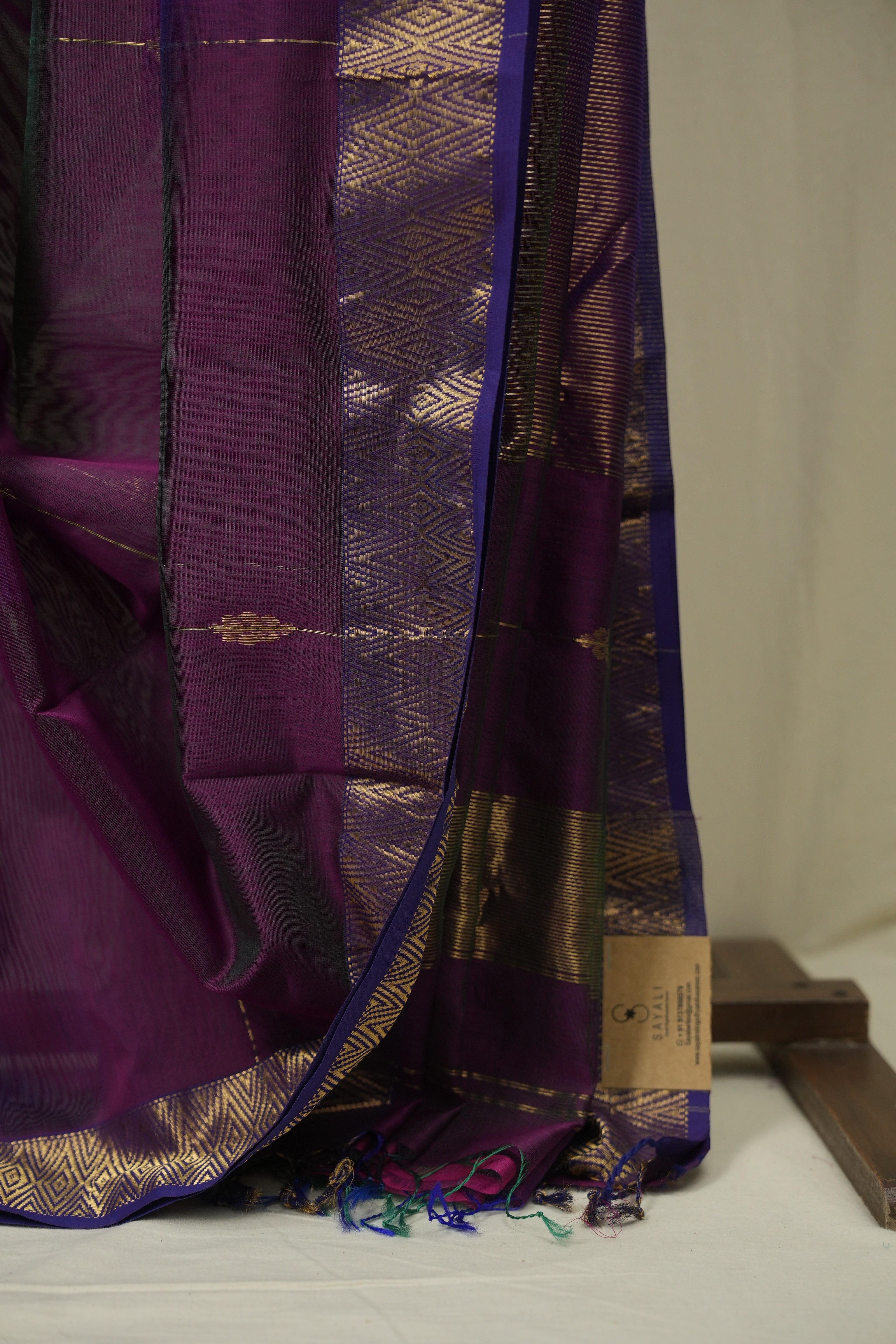Two Tone Purple Maheshwari Saree - SRTTPMS1287