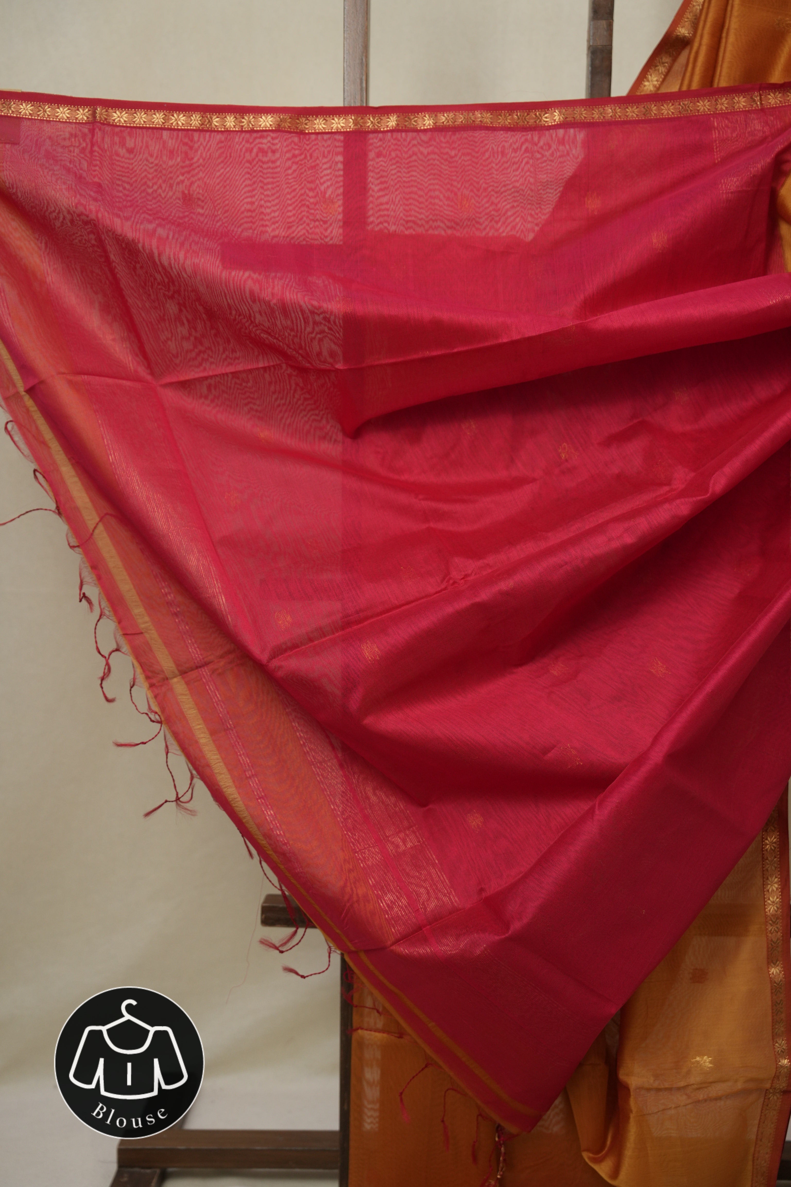 Light Orange Maheshwari Saree - SRLOMS1124