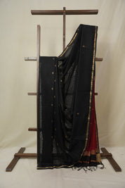Black Maheshwari Saree - SRMMS1119