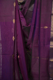Two Tone Purple Maheshwari Saree - SRTTPMS1287