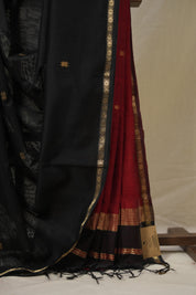 Black Maheshwari Saree - SRMMS1119