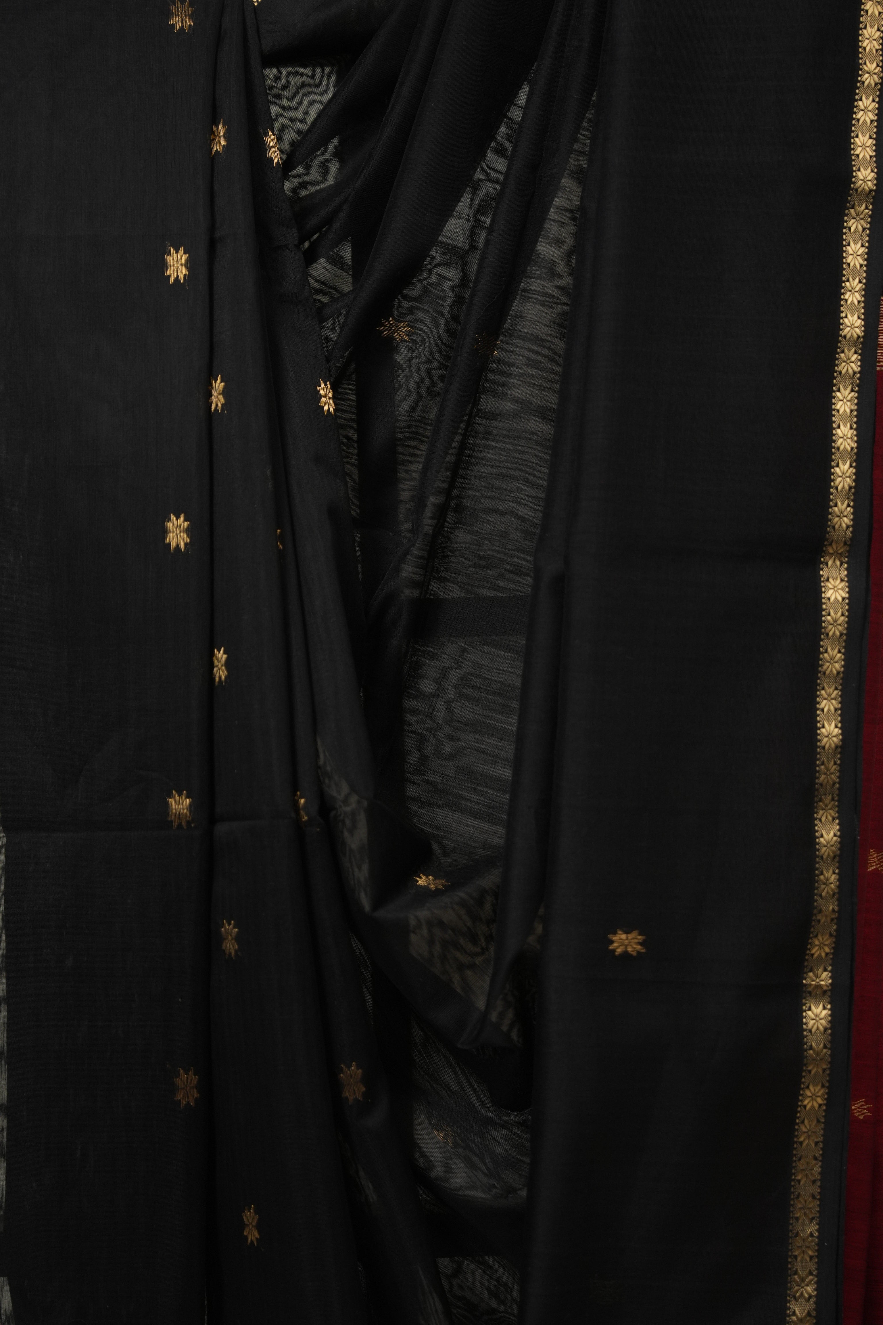 Black Maheshwari Saree - SRMMS1119