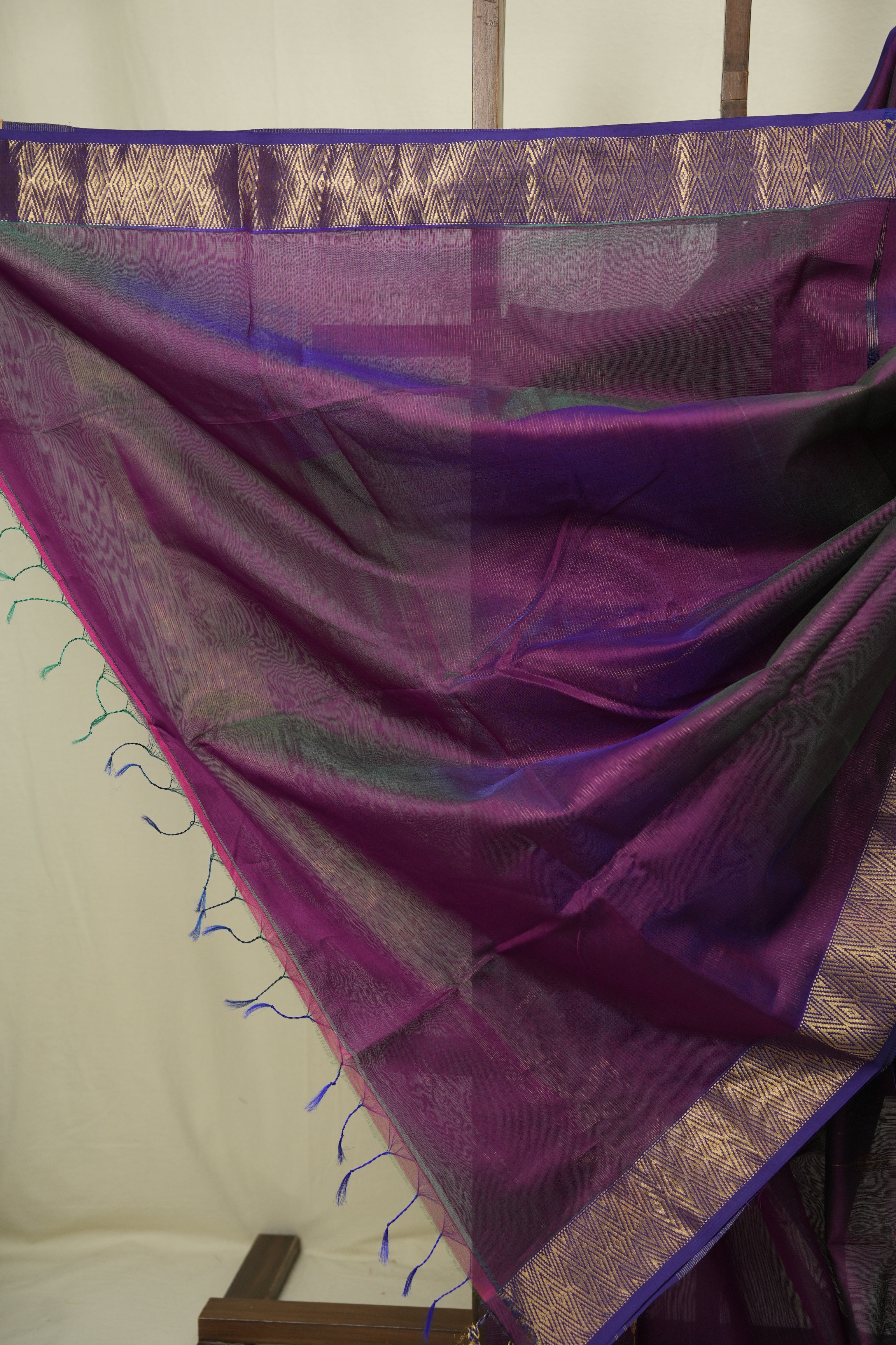 Two Tone Purple Maheshwari Saree - SRTTPMS1287