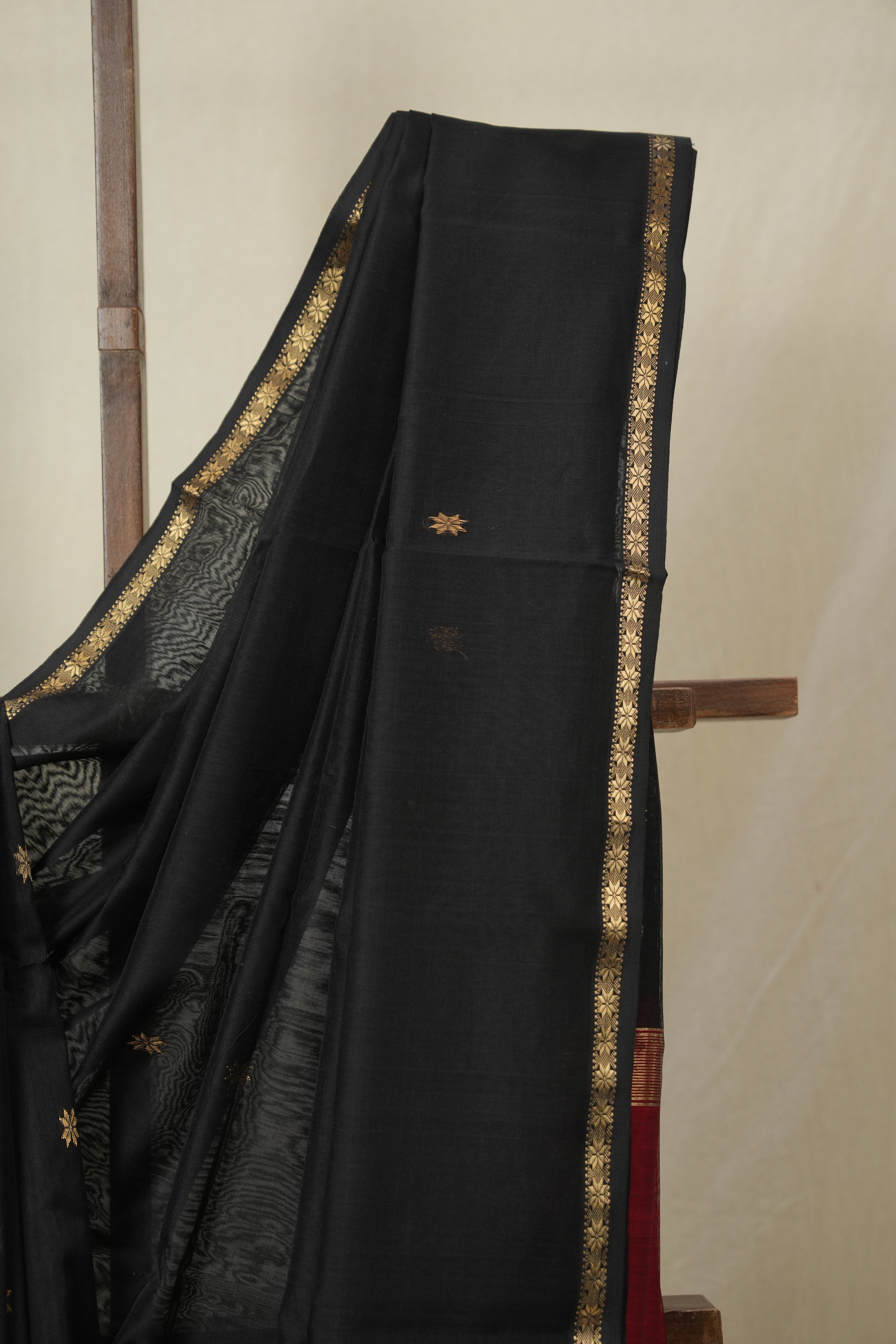 Black Maheshwari Saree - SRMMS1119