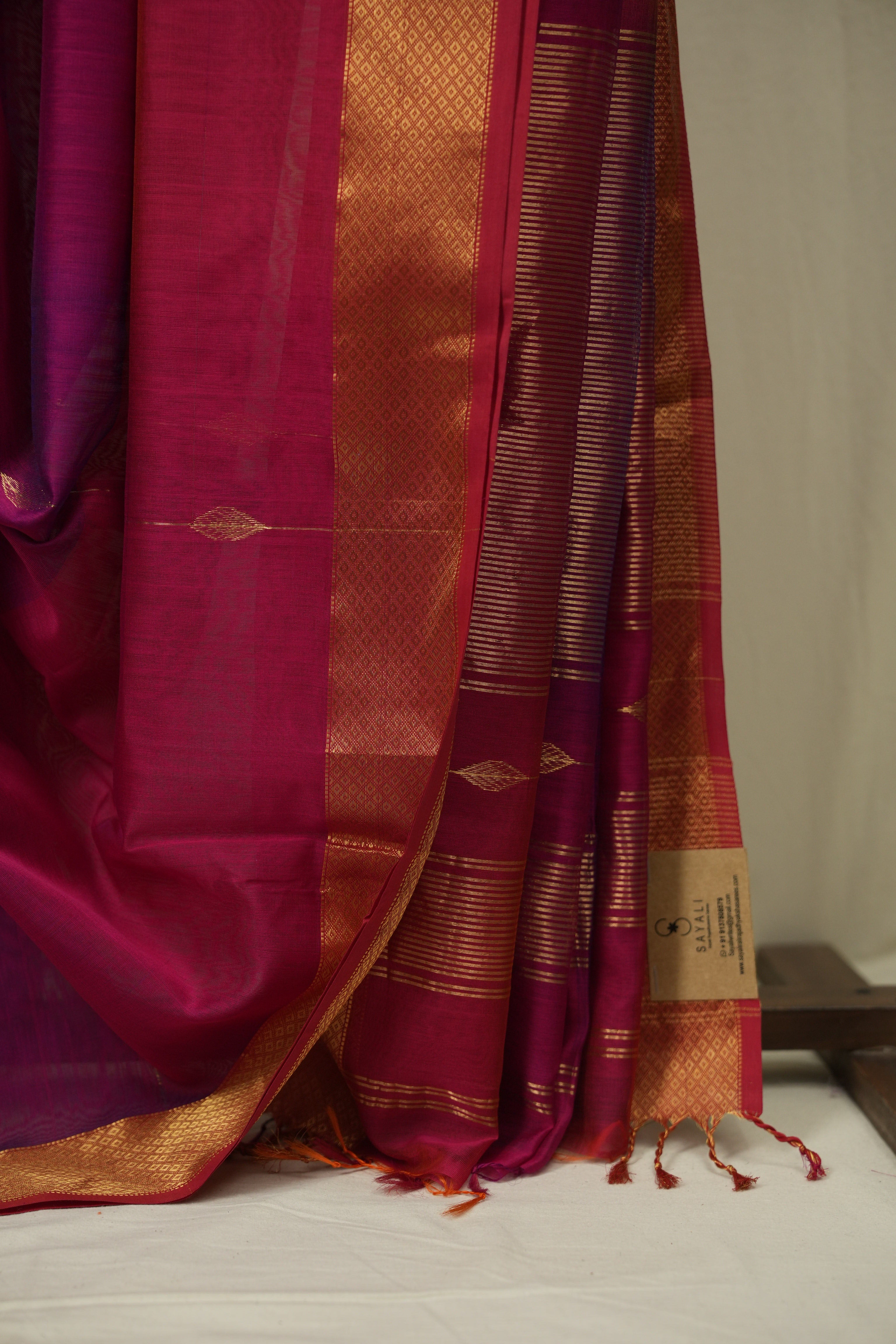 Two Tone Pink Maheshwari Saree - SRTTPMS1286