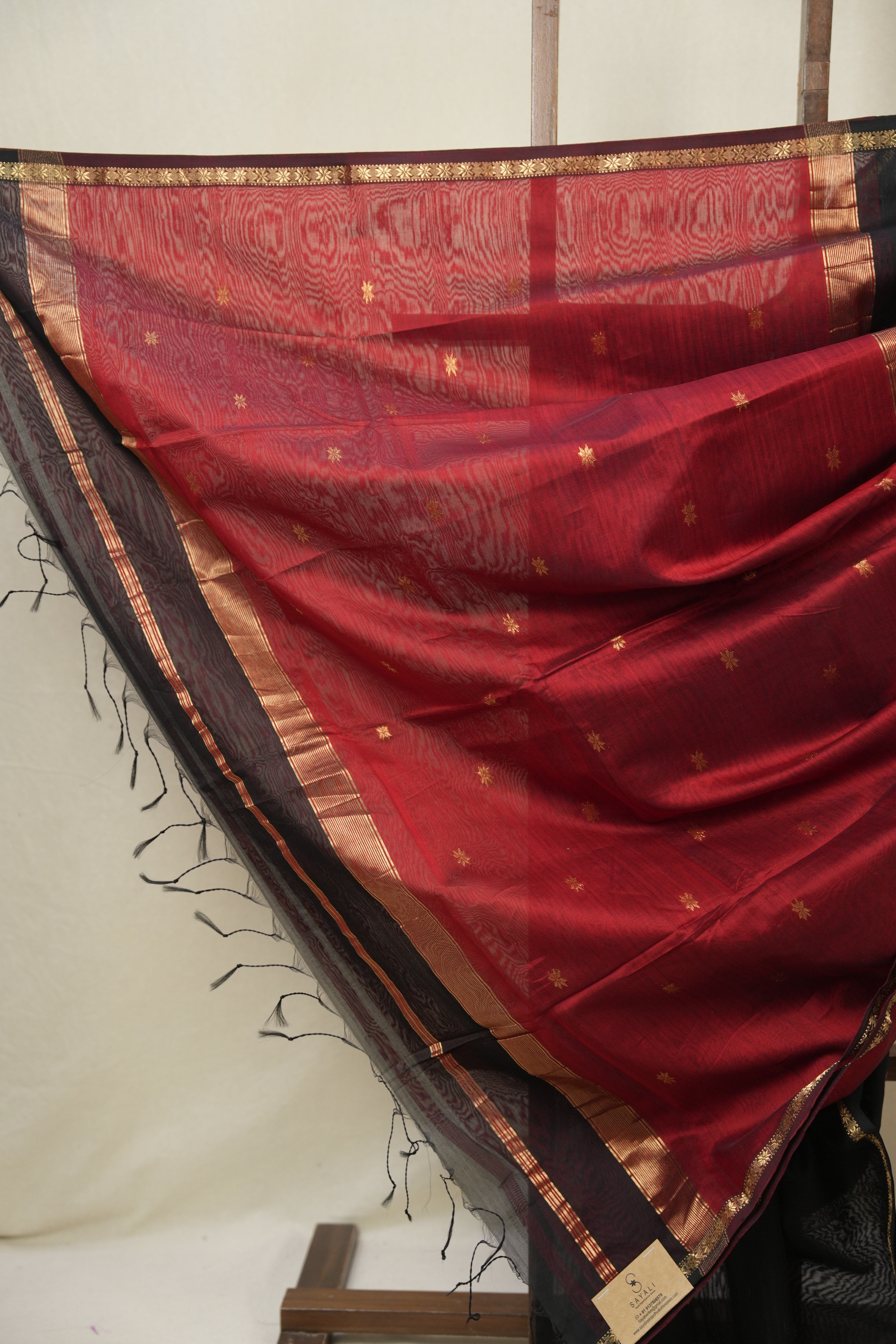 Black Maheshwari Saree - SRMMS1119