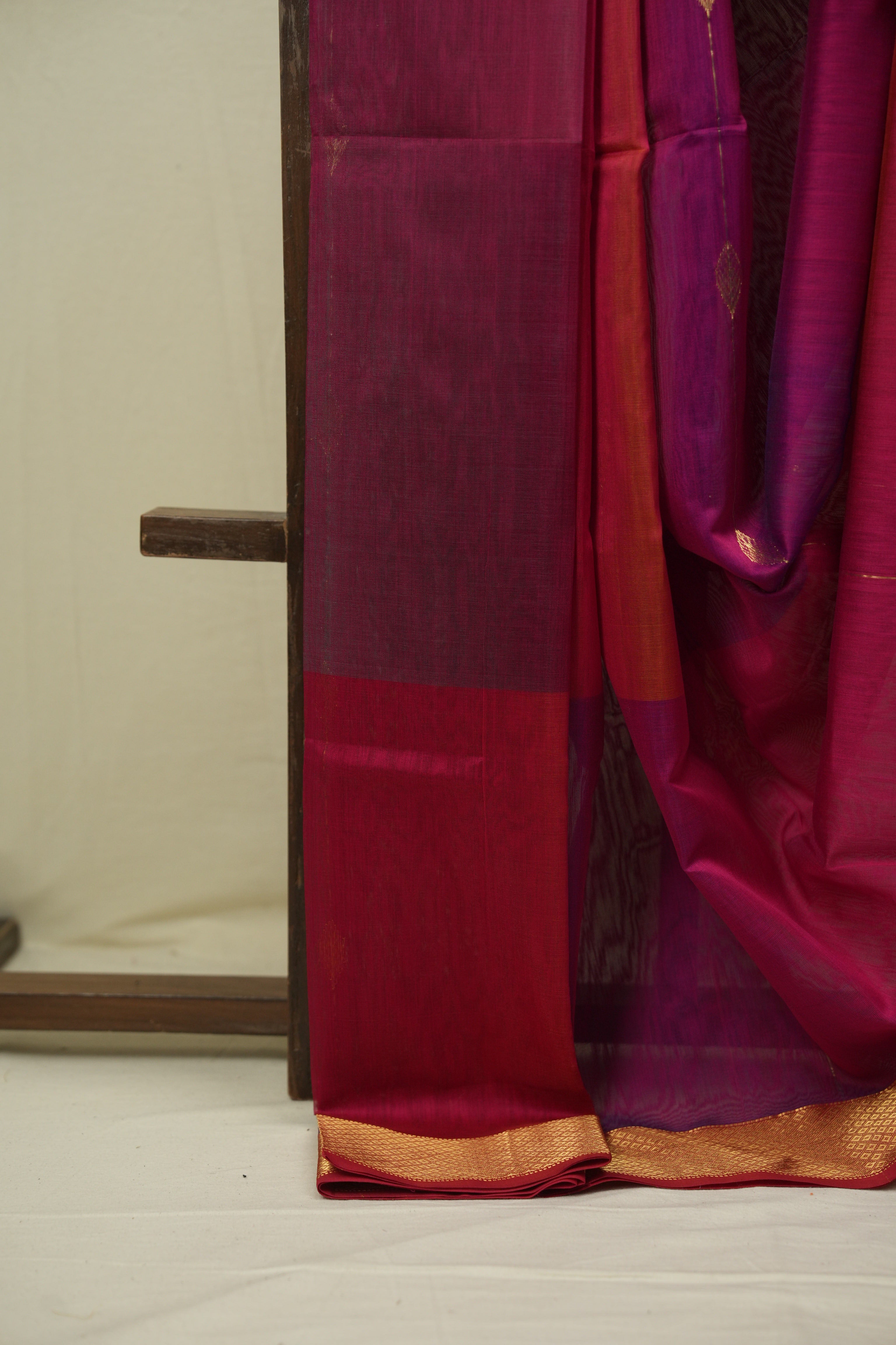 Two Tone Pink Maheshwari Saree - SRTTPMS1286