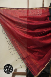 Black Maheshwari Saree - SRMMS1119