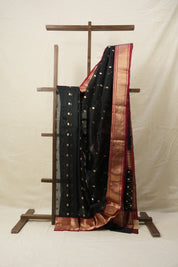 Black Chanderi Silk Saree - SRBCSS427