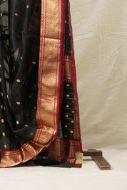 Black Chanderi Silk Saree - SRBCSS427