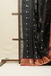 Black Chanderi Silk Saree - SRBCSS427