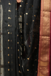 Black Chanderi Silk Saree - SRBCSS427