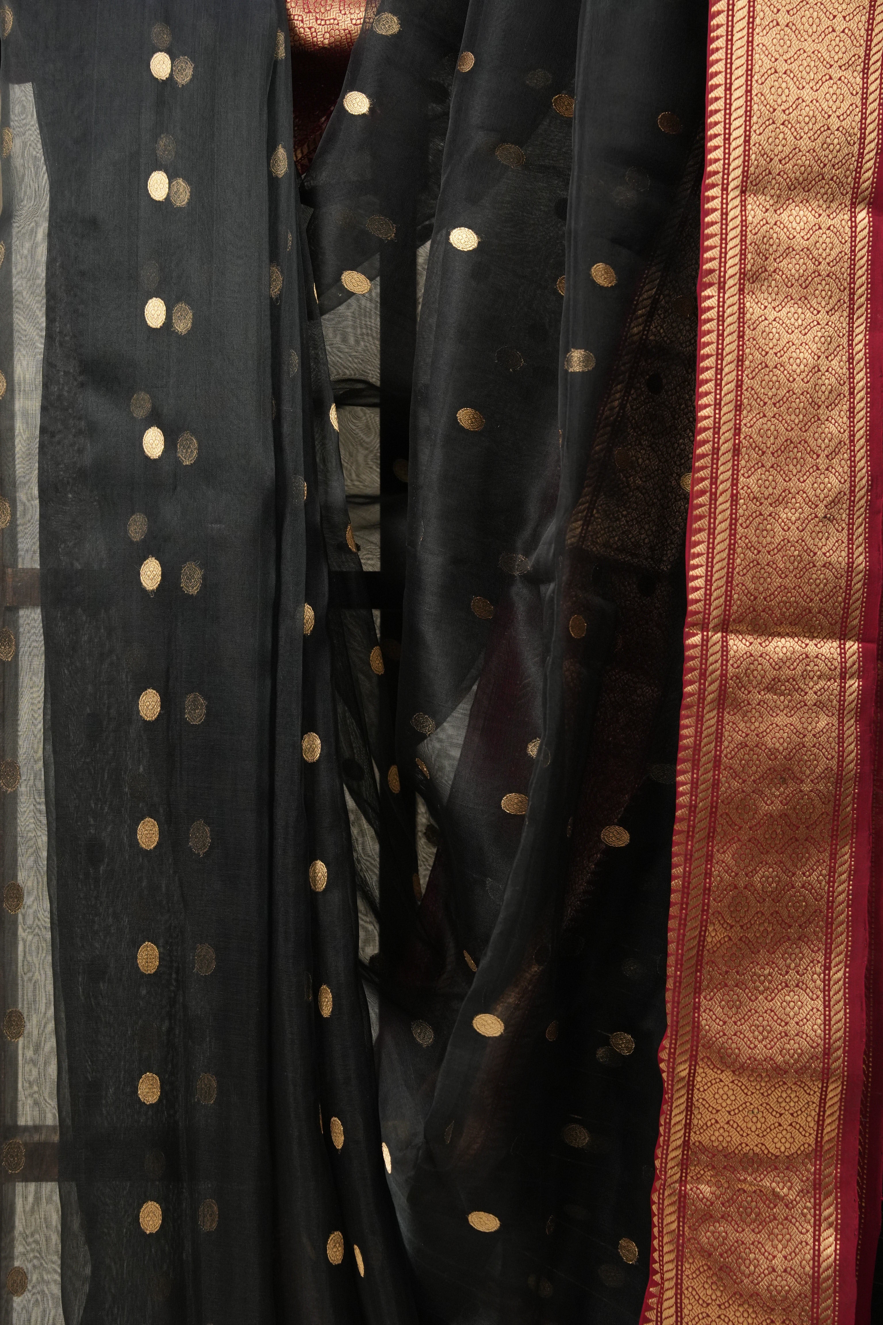 Black Chanderi Silk Saree - SRBCSS427