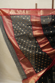 Black Chanderi Silk Saree - SRBCSS427