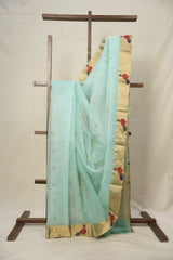Sea Blue Chanderi Silk Saree - SRSBCSS512